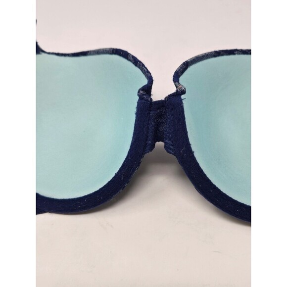 VICTORIA'S SECRET LINED DEMI BRA NAVY BLUE LACE PEACOCK BLUE WOMEN 36C SEXY - Picture 11 of 12